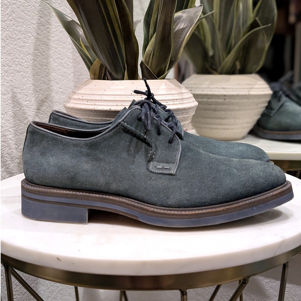 Bergdorf Goodman Men's Lace Up Blue‎ Suede Derby Shoes Classic